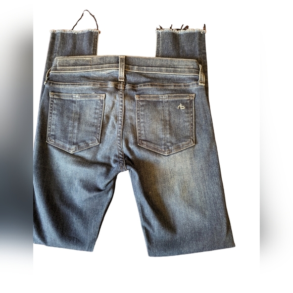 Rag & Bone dark blue stretch skinny jeans/Capri distressed/ raw hem/cuff 24"×27" - Picture 13 of 16